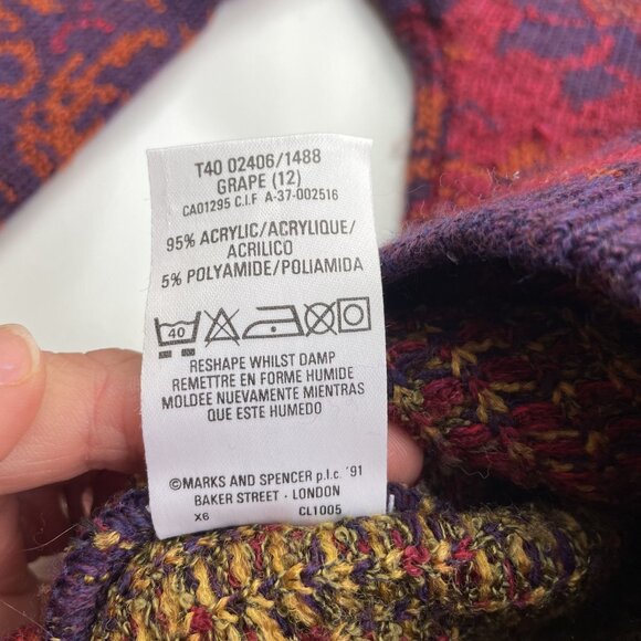 90s Women's St Michael Knit Sweater Size UK 12 US 8 Paisley Retro Sweater - Picture 9 of 12